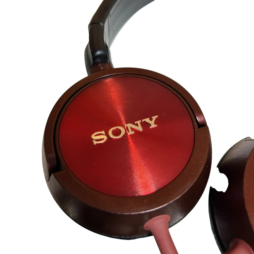 Sony MDR-ZX600 Wired On-Ear Headphones Metallic Red Black with Carrying Case